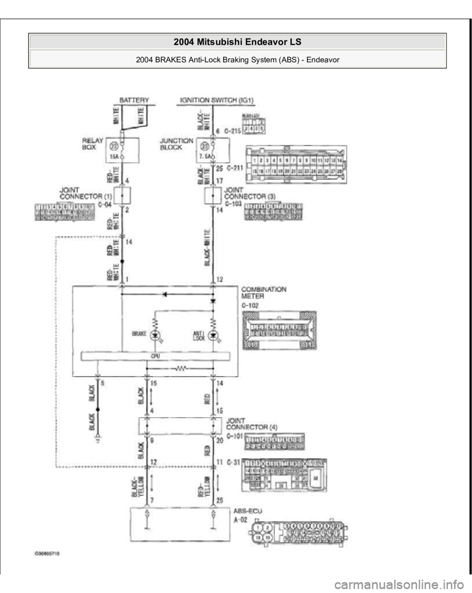 MITSUBISHI ENDEAVOR 2004  Service Repair Manual  
2004 Mitsubishi Endeavor LS 
2004 BRAKES Anti-Lock Braking System (ABS) - Endeavor
   