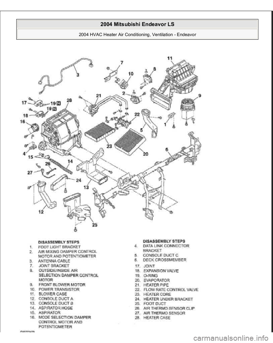 MITSUBISHI ENDEAVOR 2004  Service Repair Manual  
2004 Mitsubishi Endeavor LS 
2004 HVAC Heater Air Conditioning, Ventilation - Endeavor
   