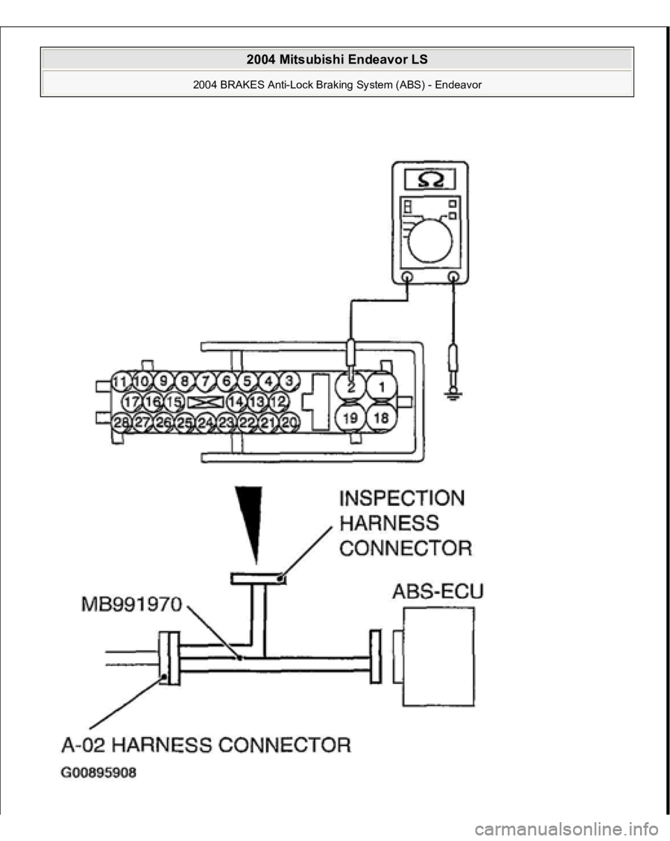 MITSUBISHI ENDEAVOR 2004  Service Repair Manual  
2004 Mitsubishi Endeavor LS 
2004 BRAKES Anti-Lock Braking System (ABS) - Endeavor
   