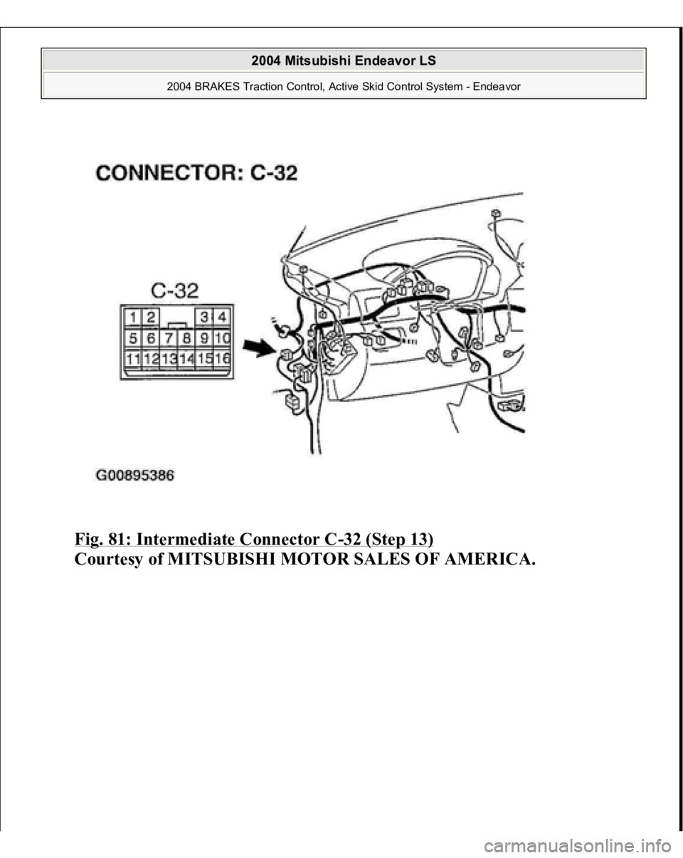 MITSUBISHI ENDEAVOR 2004  Service Repair Manual Fig. 81: Intermediate Connector C
-32 (Step 13)
 
Courtesy of MITSUBISHI MOTOR SALES OF AMERICA.
 
2004 Mitsubishi Endeavor LS 
2004 BRAKES Traction Control, Active Skid Control System - Endeavor
   