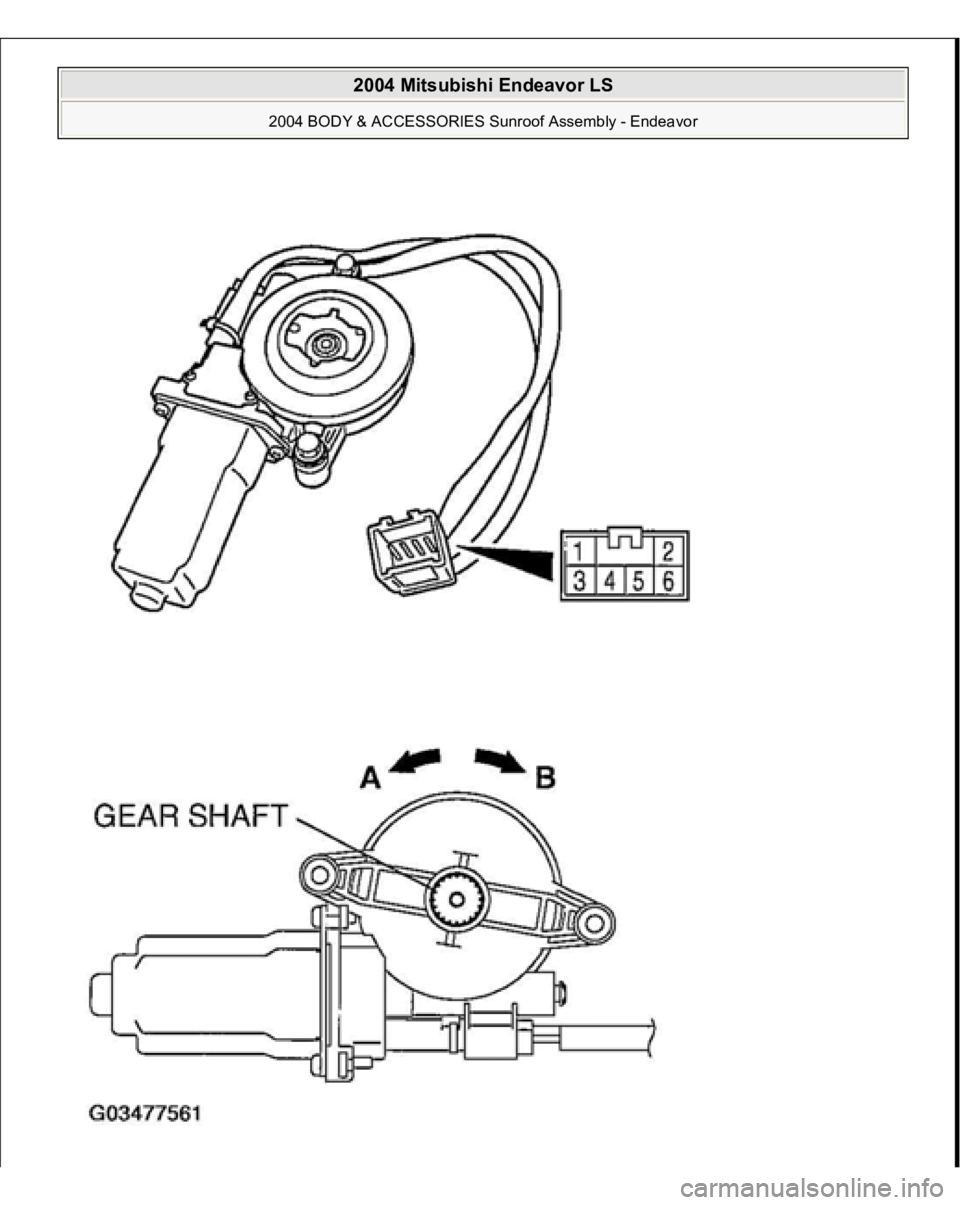 MITSUBISHI ENDEAVOR 2004  Service Repair Manual  
2004 Mitsubishi Endeavor LS 
2004 BODY & ACCESSORIES Sunroof Assembly - Endeavor
   