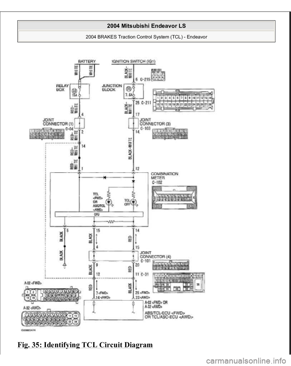 MITSUBISHI ENDEAVOR 2004  Service Repair Manual Fig. 35: Identifying TCL Circuit Diagram 
2004 Mitsubishi Endeavor LS 
2004 BRAKES Traction Control System (TCL) - Endeavor
   