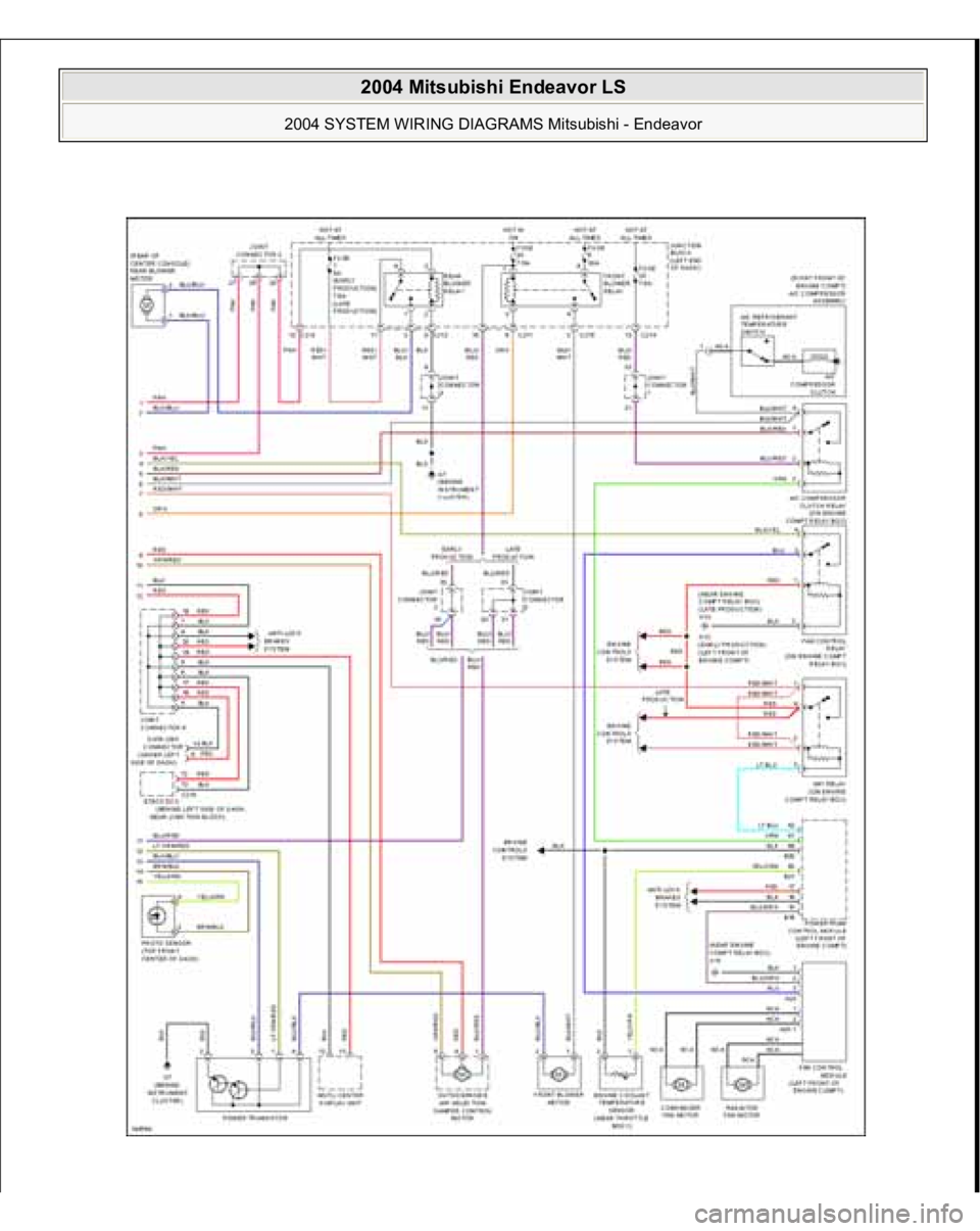 MITSUBISHI ENDEAVOR 2004  Service Repair Manual  
2004 Mitsubishi Endeavor LS 
2004 SYSTEM WIRING DIAGRAMS Mitsubishi - Endeavor
   