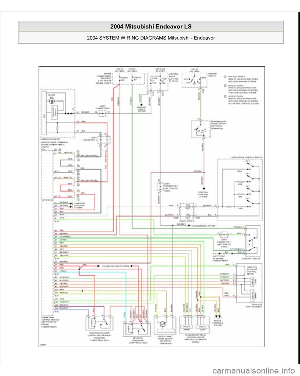 MITSUBISHI ENDEAVOR 2004  Service Repair Manual  
2004 Mitsubishi Endeavor LS 
2004 SYSTEM WIRING DIAGRAMS Mitsubishi - Endeavor
   