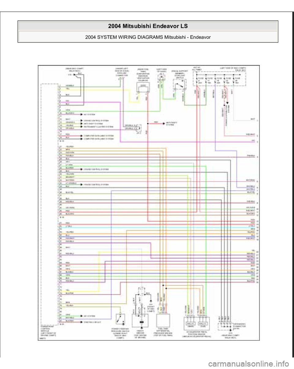 MITSUBISHI ENDEAVOR 2004  Service Repair Manual  
2004 Mitsubishi Endeavor LS 
2004 SYSTEM WIRING DIAGRAMS Mitsubishi - Endeavor
   