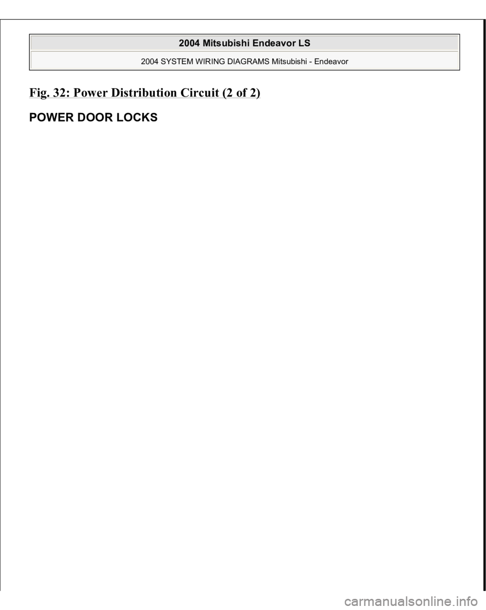 MITSUBISHI ENDEAVOR 2004 Service Repair Manual Fig. 32: Power Distribution Circuit (2 of 2)
POWER DOOR LOCKS
2004 Mitsubishi Endeavor LS
2004 SYSTEM WIRING DIAGRAMS Mitsubishi - Endeavor
MITSUBISHI ENDEAVOR 2004 Service Repair Manual Fig. 32: Power Distribution Circuit (2 of 2)
POWER DOOR LOCKS
2004 Mitsubishi Endeavor LS
2004 SYSTEM WIRING DIAGRAMS Mitsubishi - Endeavor
