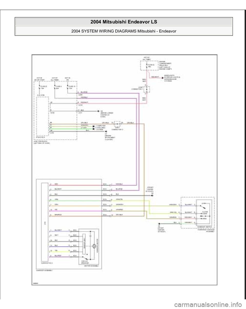 MITSUBISHI ENDEAVOR 2004  Service Repair Manual  
2004 Mitsubishi Endeavor LS 
2004 SYSTEM WIRING DIAGRAMS Mitsubishi - Endeavor
   