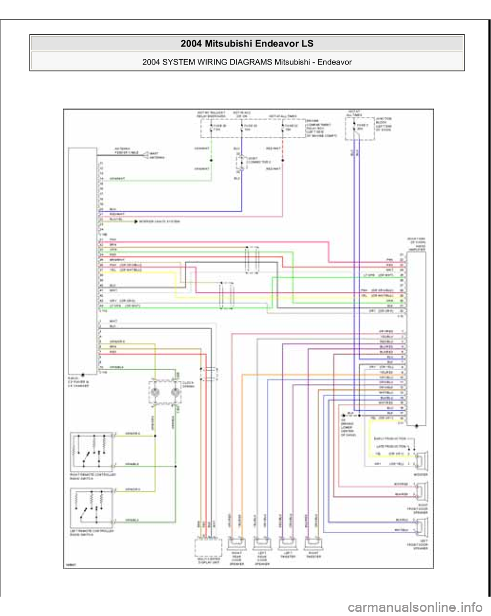 MITSUBISHI ENDEAVOR 2004  Service Repair Manual  
2004 Mitsubishi Endeavor LS 
2004 SYSTEM WIRING DIAGRAMS Mitsubishi - Endeavor
   