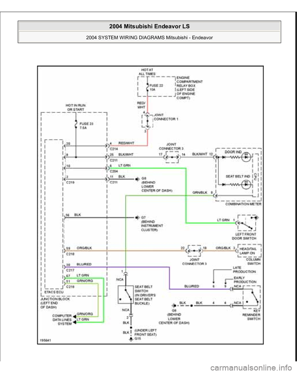 MITSUBISHI ENDEAVOR 2004 Service Repair Manual
2004 Mitsubishi Endeavor LS
2004 SYSTEM WIRING DIAGRAMS Mitsubishi - Endeavor
MITSUBISHI ENDEAVOR 2004 Service Repair Manual
2004 Mitsubishi Endeavor LS
2004 SYSTEM WIRING DIAGRAMS Mitsubishi - Endeavor