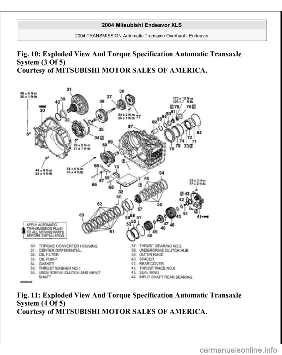 MITSUBISHI ENDEAVOR 2004  Service Repair Manual Fig. 10: Exploded View And Torque Specification Automatic Transaxle System (3 Of 5)
 
Courtesy of MITSUBISHI MOTOR SALES OF AMERICA. 
Fig. 11: Exploded View And Torque Specification Automatic Transaxl
