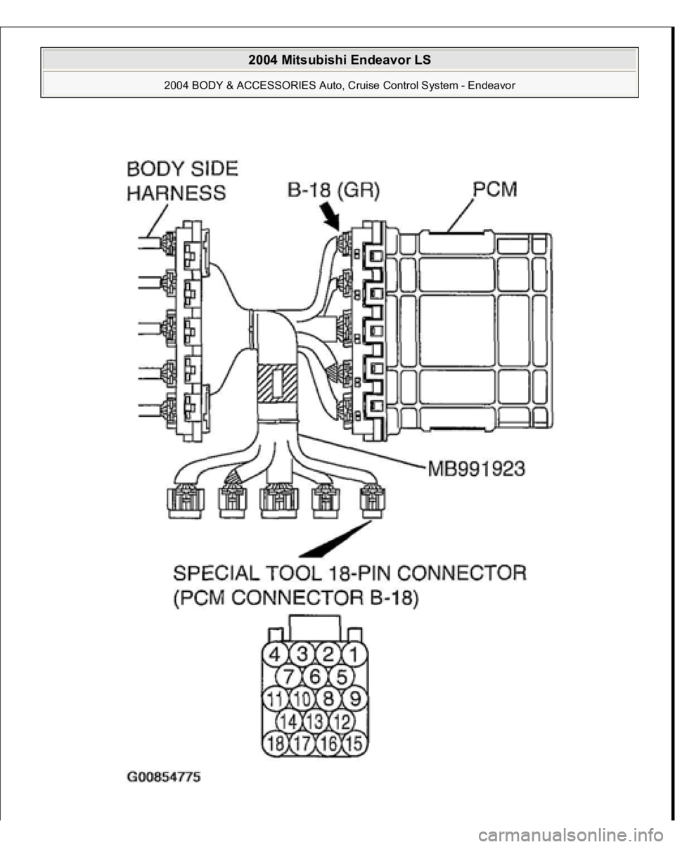 MITSUBISHI ENDEAVOR 2004  Service Repair Manual  
2004 Mitsubishi Endeavor LS 
2004 BODY & ACCESSORIES Auto, Cruise Control System - Endeavor
   