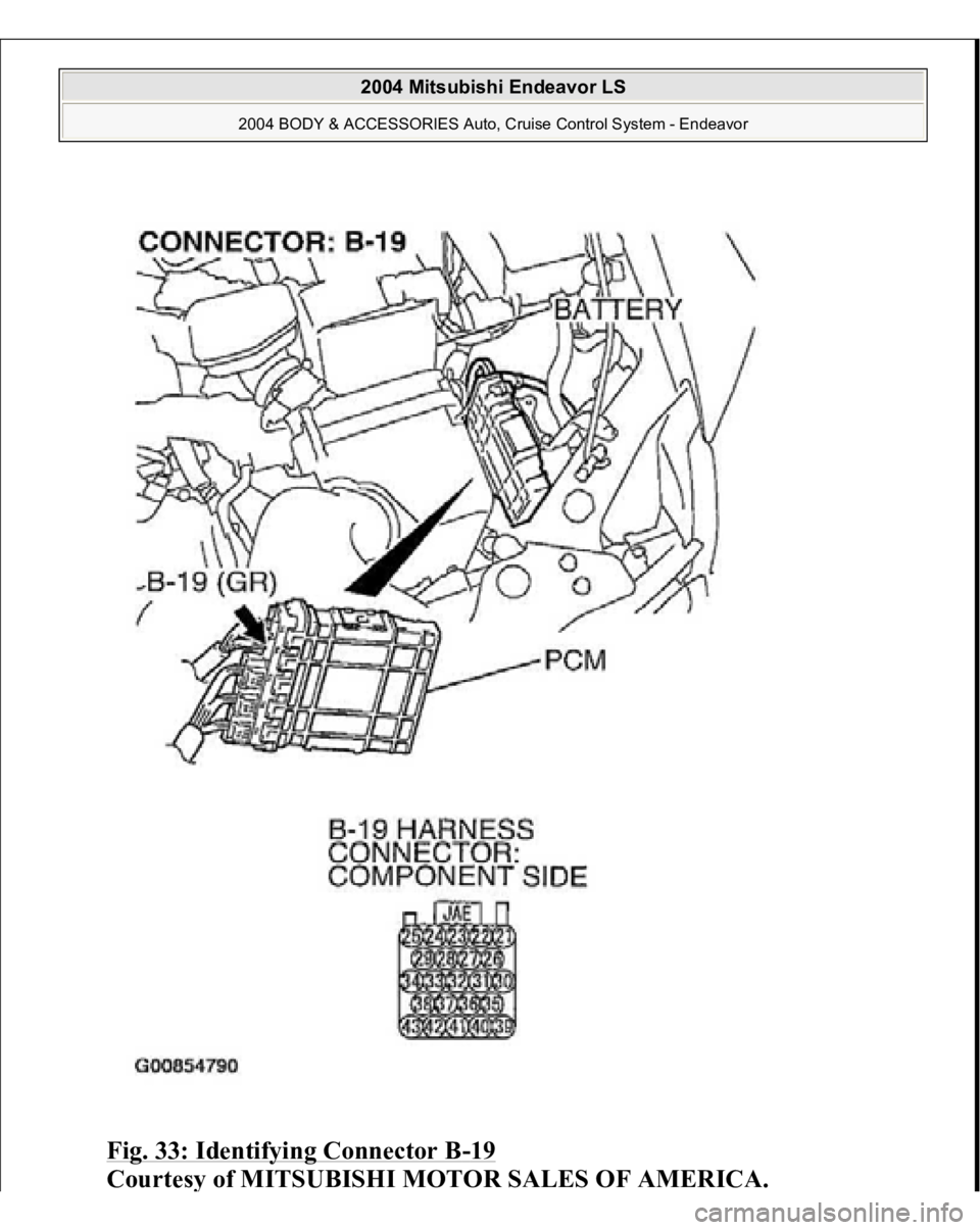 MITSUBISHI ENDEAVOR 2004  Service Repair Manual Fig. 33: Identifying Connector B
-19 
Courtes
y of MITSUBISHI MOTOR SALES OF AMERICA
.
 
2004 Mitsubishi Endeavor LS 
2004 BODY & ACCESSORIES Auto, Cruise Control System - Endeavor
   