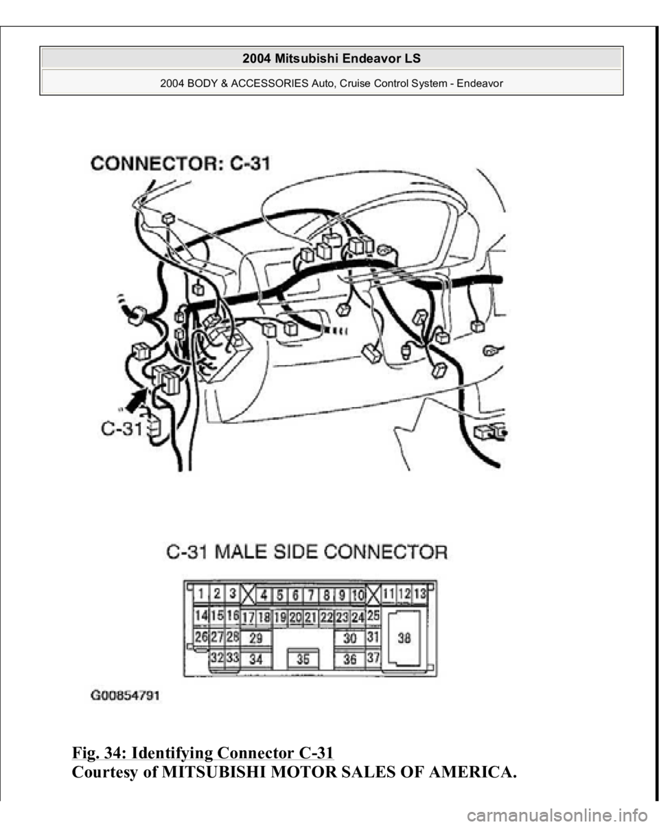MITSUBISHI ENDEAVOR 2004  Service Repair Manual Fig. 34: Identifying Connector C
-31 
Courtesy of MITSUBISHI MOTOR SALES OF AMERICA.
 
2004 Mitsubishi Endeavor LS 
2004 BODY & ACCESSORIES Auto, Cruise Control System - Endeavor
   