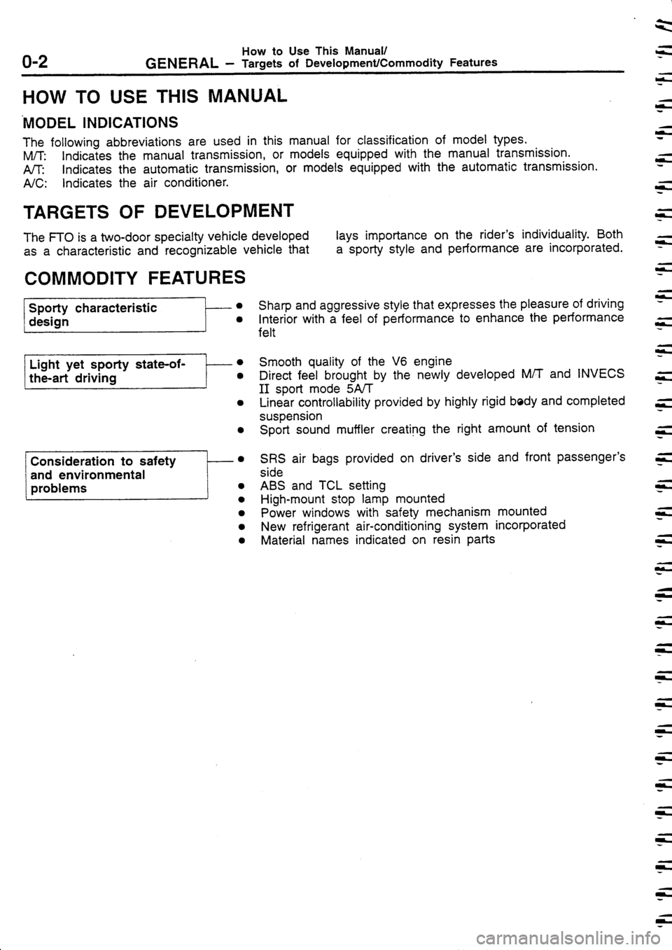 MITSUBISHI FTO 1998  Technical Information Manual 