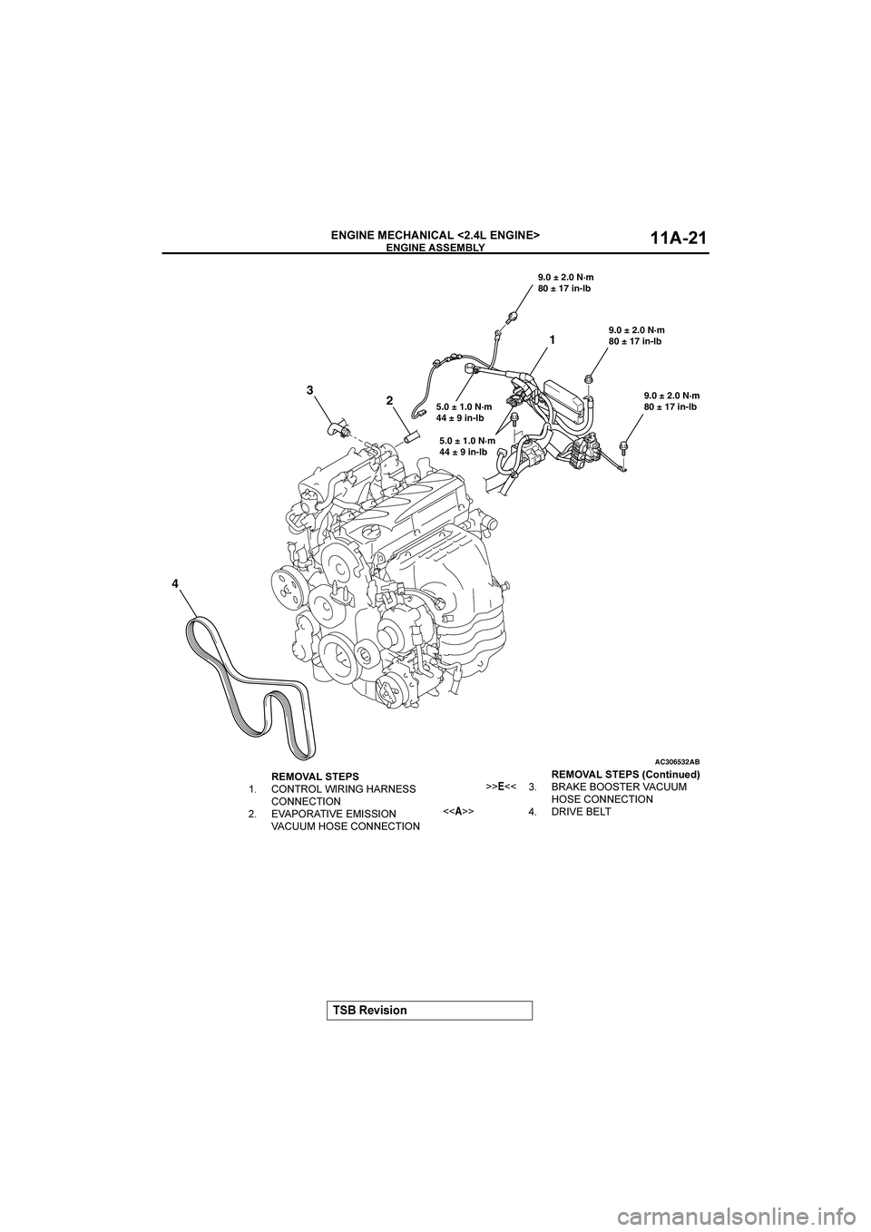 MITSUBISHI GALANT 2004  Workshop Manual 



()*)+,







AC306532
1
3
2
4
5.0 ± 1.0 N·m
44 ± 9 in-lb9.0 ± 2.0 N·m
80 ± 17 in-lb
5.0 ± 1.0 N·m
44 ± 9 in-lb9.0 ± 2.0 N·m
80 ± 17 in