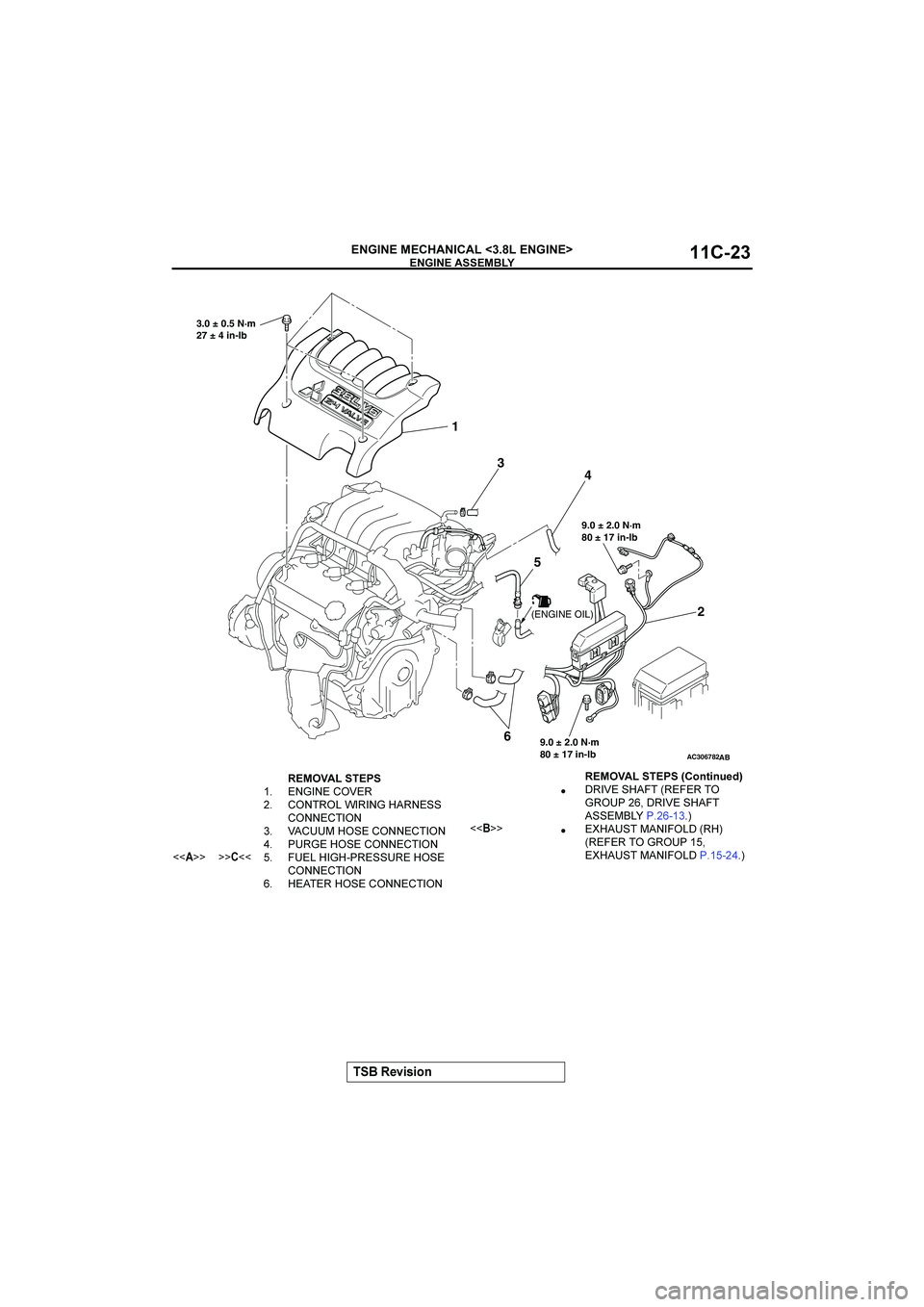 MITSUBISHI GALANT 2004 Owners Guide 



()*)+,







AC306782
3.0 ± 0.5 N·m
27 ± 4 in-lb
9.0 ± 2.0 N·m
80 ± 17 in-lb
9.0 ± 2.0 N·m
80 ± 17 in-lb
1
2 3
4
5
6
AB
(ENGINE OIL)
