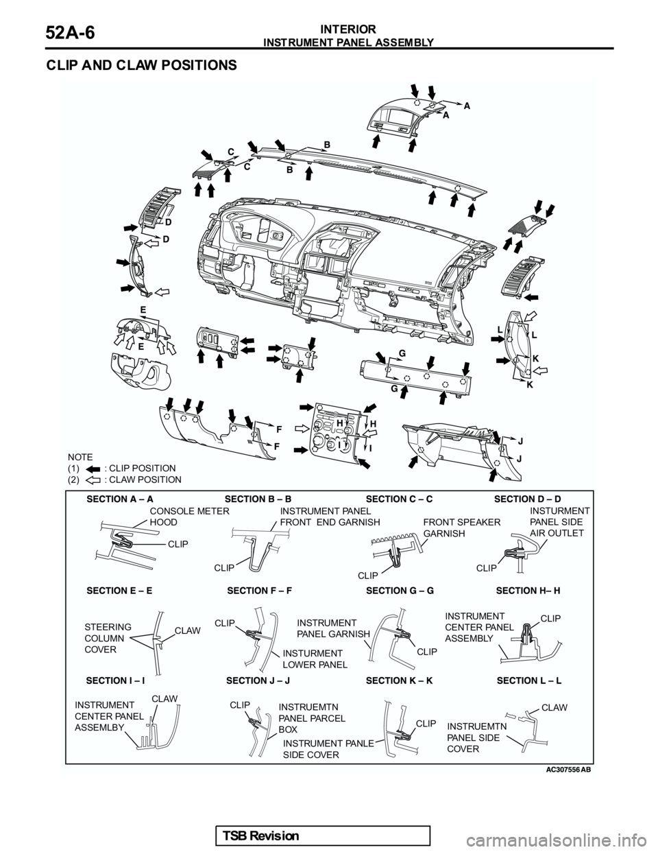 MITSUBISHI GALANT 2005 Service Repair Manual NOTE
(1) : CLIP POSITION
(2) : CLAW POSITION
CLIP CONSOLE METER
HOOD
CLIPINSTRUMENT PANEL
FRONT END GARNISH
FRONT SPEAKER
GARNISH
CLIP
CLIPINSTURMENT
PA N E L S I D E
AIR OU MITSUBISHI GALANT 2005 Service Repair Manual NOTE
(1) : CLIP POSITION
(2) : CLAW POSITION
CLIP CONSOLE METER
HOOD
CLIPINSTRUMENT PANEL
FRONT END GARNISH
FRONT SPEAKER
GARNISH
CLIP
CLIPINSTURMENT
PA N E L S I D E
AIR OU