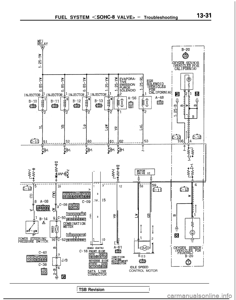 MITSUBISHI GALANT 1989 Service Repair Manual FUEL SYSTEM <SOHC-8 VALVE> - Troubleshooting13-31
MFIRELAY
IIOXYGEN SENSOR(VEHICLES FORCALIFORNIA)
g k______ -___----__ -------------
mlI
----518>
EF
!, -I
s A-08c-09
f@p&g~,,-yg@
POWER STEERINGPRESSU MITSUBISHI GALANT 1989 Service Repair Manual FUEL SYSTEM <SOHC-8 VALVE> - Troubleshooting13-31
MFIRELAY
IIOXYGEN SENSOR(VEHICLES FORCALIFORNIA)
g k______ -___----__ -------------
mlI
----518>
EF
!, -I
s A-08c-09
f@p&g~,,-yg@
POWER STEERINGPRESSU