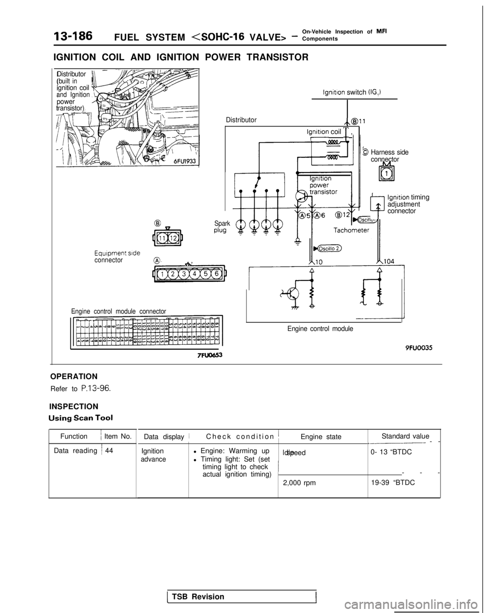 MITSUBISHI GALANT 1989 Service Repair Manual 13-186On-Vehicle Inspection of MFI
FUEL SYSTEM <SOHC-16 VALVE> - Components
IGNITION COIL AND IGNITION POWER TRANSISTOR
-Distributor(built inignition coiland Ignitionpower
transistor)
Equrpment srdeco MITSUBISHI GALANT 1989 Service Repair Manual 13-186On-Vehicle Inspection of MFI
FUEL SYSTEM <SOHC-16 VALVE> - Components
IGNITION COIL AND IGNITION POWER TRANSISTOR
-Distributor(built inignition coiland Ignitionpower
transistor)
Equrpment srdeco