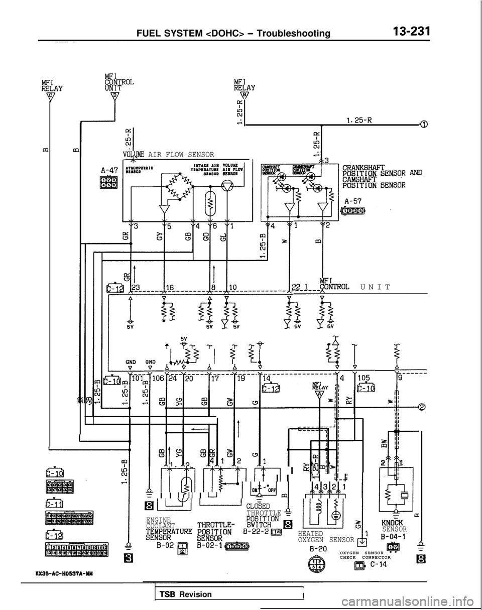 MITSUBISHI GALANT 1989  Service Repair Manual FUEL SYSTEM <DOHC> - Troubleshooting13-231
4:
;zs1.25-R10
1;rOLUK!Z AIR FLOW SENSOR
ANDA-47
12
m
I1221 t%TE!OL UNI

T
“? I@ 1 Yi Y
qEqsrp---~--~g---[~---------;;-~4 iuY&ii’------
1 mi mi E I 
wT
