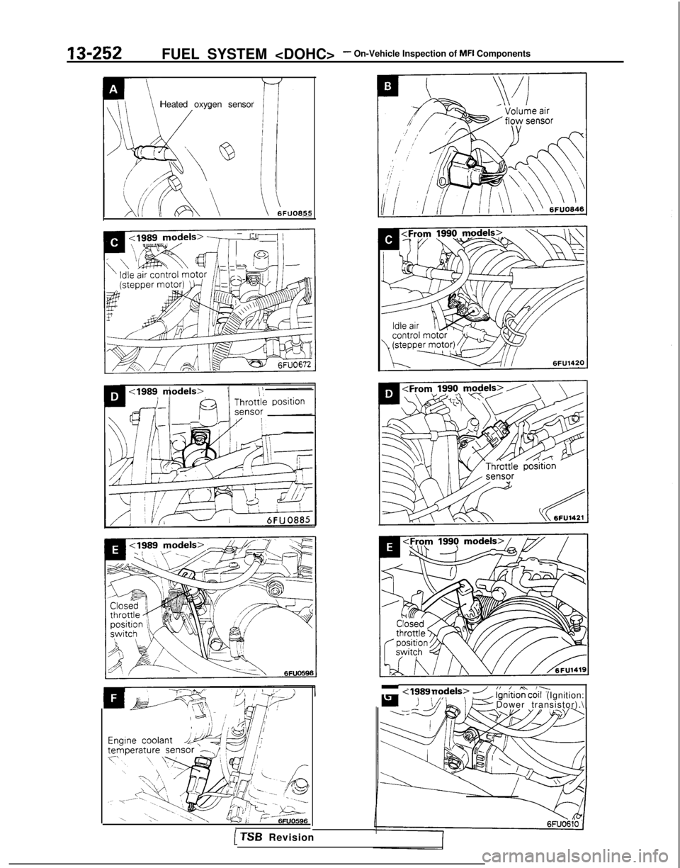 MITSUBISHI GALANT 1989  Service Repair Manual 13-252FUEL SYSTEM <DOHC>- On-Vehicle Inspection of MFI Components
Heated oxygen sensor
la&/+$&,s ‘T*
1 \‘!;/ *- 7)lY-7
\ I--.P--&O596I ~~
- ~~~- ,,od&>/ ‘I.!  m
 ”<1989 Ilgnltlon co11 (Ignitio