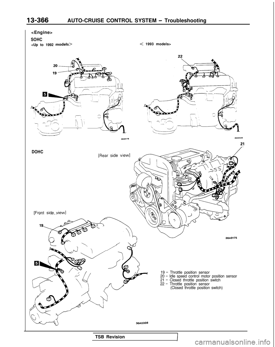 MITSUBISHI GALANT 1989 Service Repair Manual 13-366AUTO-CRUISE CONTROL SYSTEM - Troubleshooting
<Engine>
SOHC
<Up to 1992 models>
w ,-,’<:
z
\ ‘8.-.-,‘I\ 1:FI ‘iiI -I \’1: j\\dd
/T&Jq
< 1993 models>
DOHC
[Front side view1-.._ -.-- ~
l MITSUBISHI GALANT 1989 Service Repair Manual 13-366AUTO-CRUISE CONTROL SYSTEM - Troubleshooting
<Engine>
SOHC
<Up to 1992 models>
w ,-,’<:
z
\ ‘8.-.-,‘I\ 1:FI ‘iiI -I \’1: j\\dd
/T&Jq
< 1993 models>
DOHC
[Front side view1-.._ -.-- ~
l