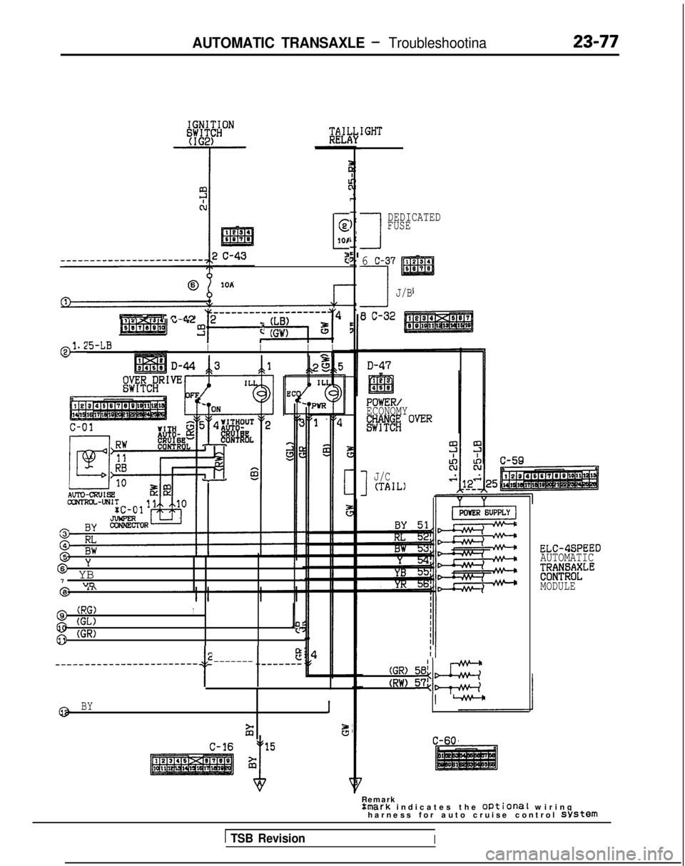 MITSUBISHI GALANT 1989 Service Repair Manual AUTOMATIC TRANSAXLE - Troubleshootina
-
E
1OP
3
@IOA
PT.-. L-_..il Tr-ltn
-
.-
-~-------y~-J4 ~
!kJ-LBII
I II rrl
6Y
* YB
I
7"DI.
(RG)
@ (GL)I
g (GR)Is
2
t I
e_-_-_----_~~__---~~~~~~~ -------w-v---- MITSUBISHI GALANT 1989 Service Repair Manual AUTOMATIC TRANSAXLE - Troubleshootina
-
E
1OP
3
@IOA
PT.-. L-_..il Tr-ltn
-
.-
-~-------y~-J4 ~
!kJ-LBII
I II rrl
6Y
* YB
I
7"DI.
(RG)
@ (GL)I
g (GR)Is
2
t I
e_-_-_----_~~__---~~~~~~~ -------w-v----