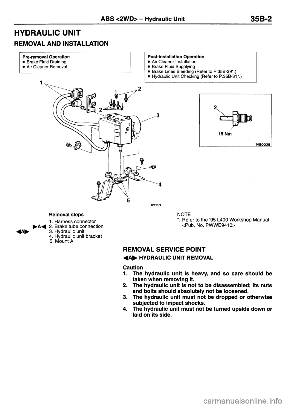 MITSUBISHI L400 1997 Workshop Service User Guide MITSUBISHI L400 1997 Workshop Service User Guide