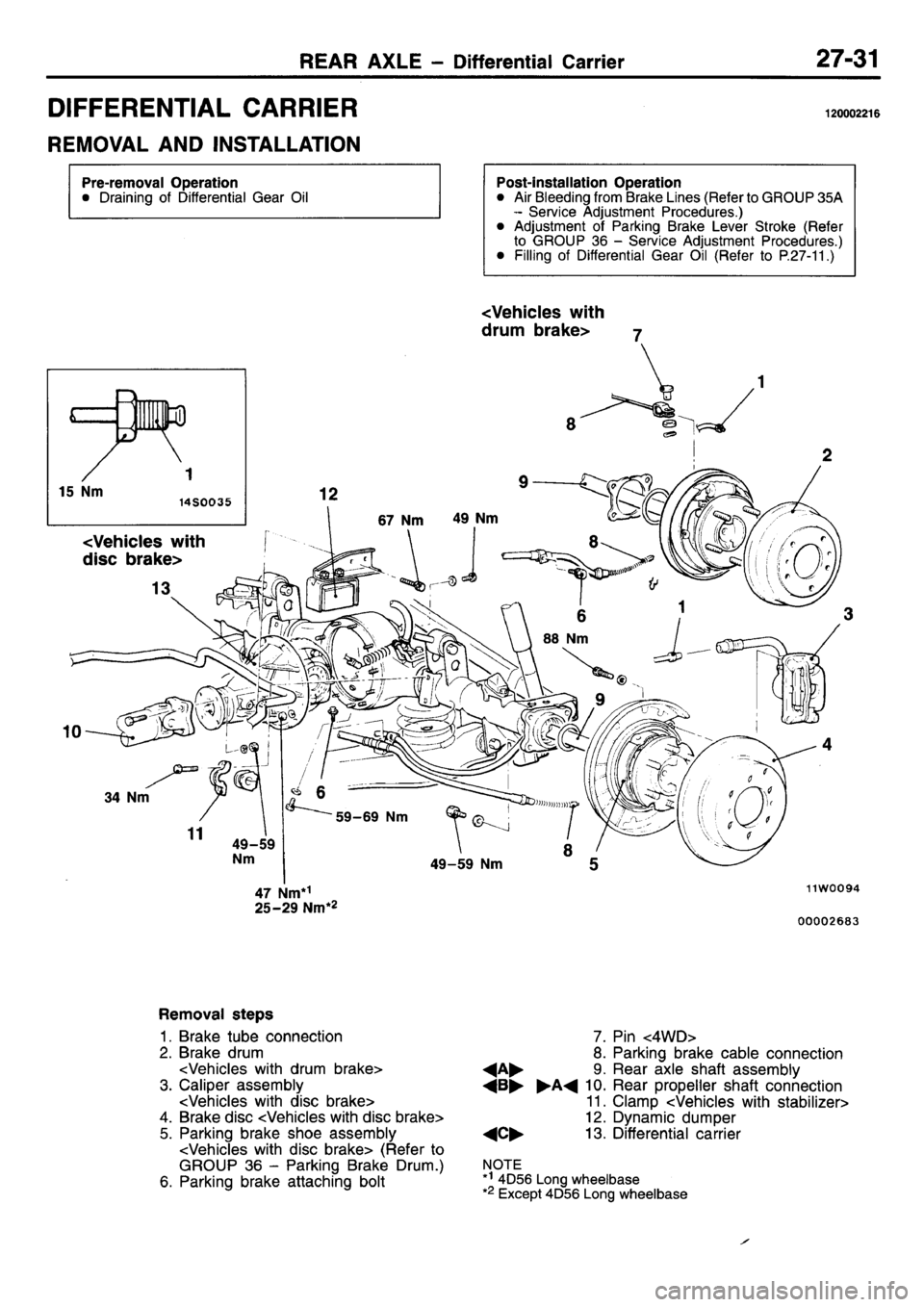 MITSUBISHI L400 1995  Workshop  Service Repair Manual 