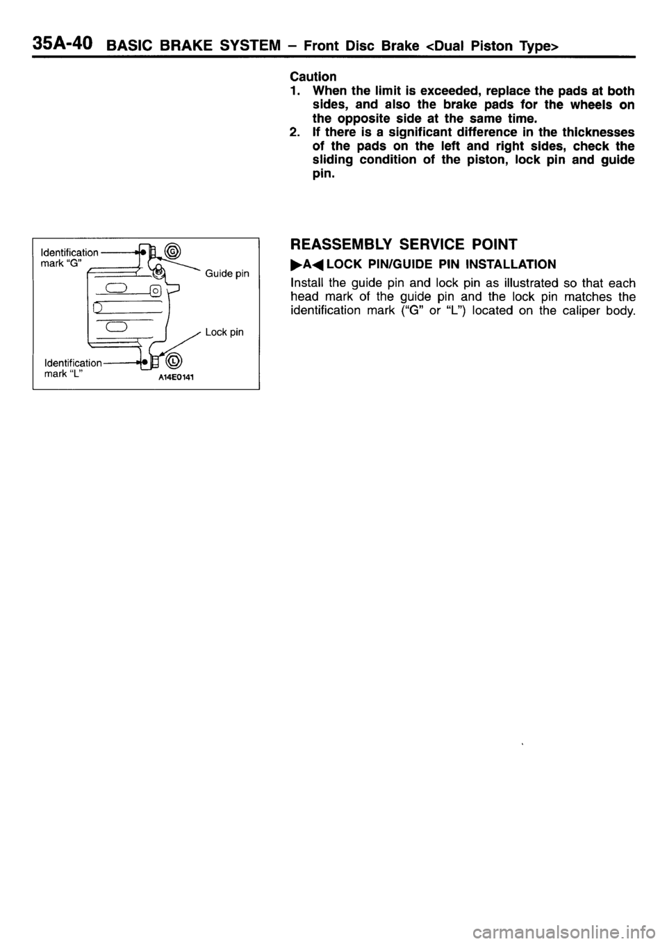 MITSUBISHI L400 1995  Workshop  Service Repair Manual 