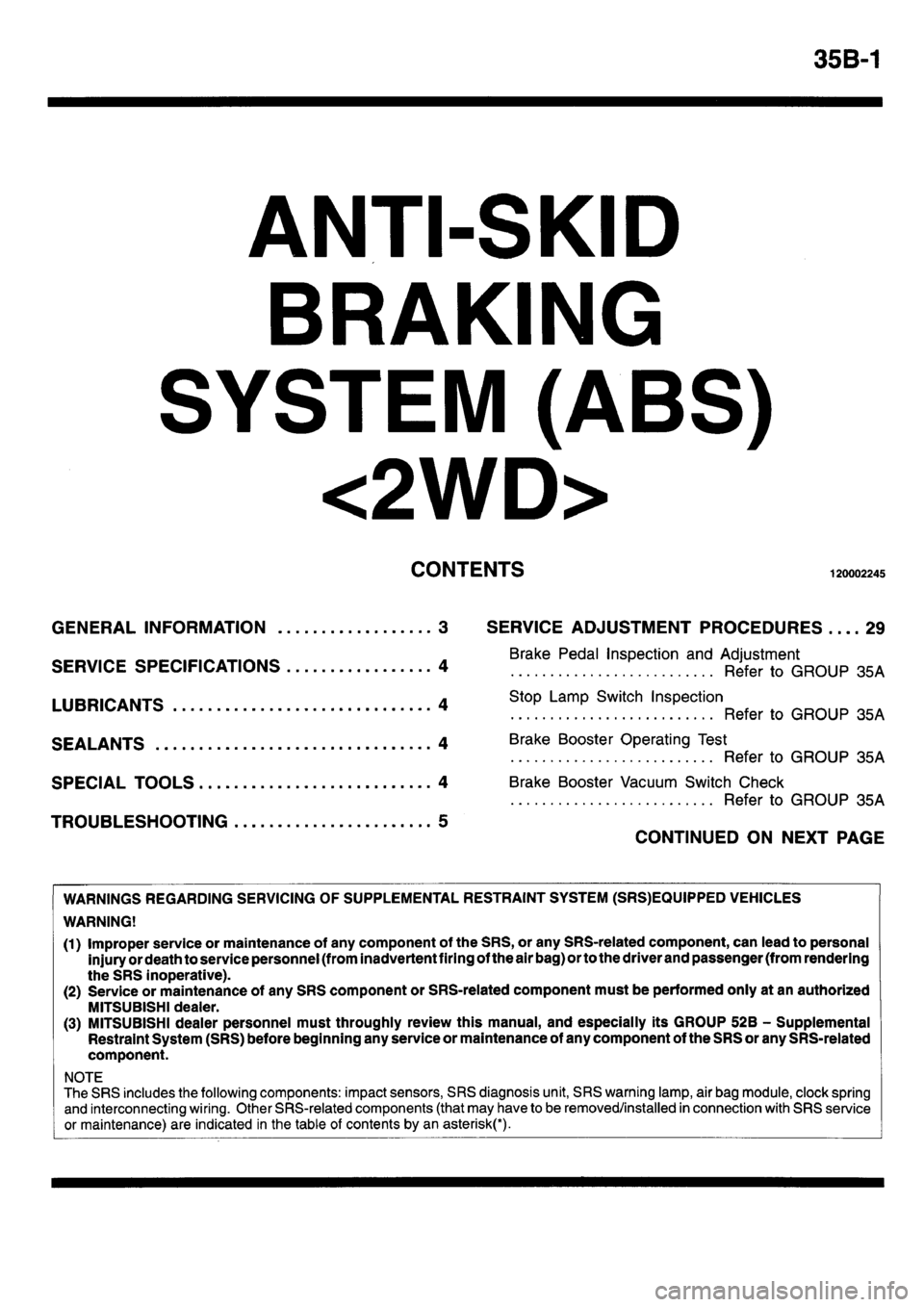 MITSUBISHI L400 1995  Workshop  Service Repair Manual 