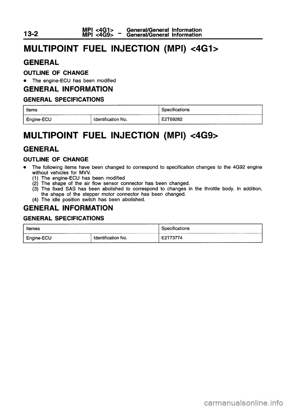 MITSUBISHI LANCER 2000  Workshop Manual Suplement 