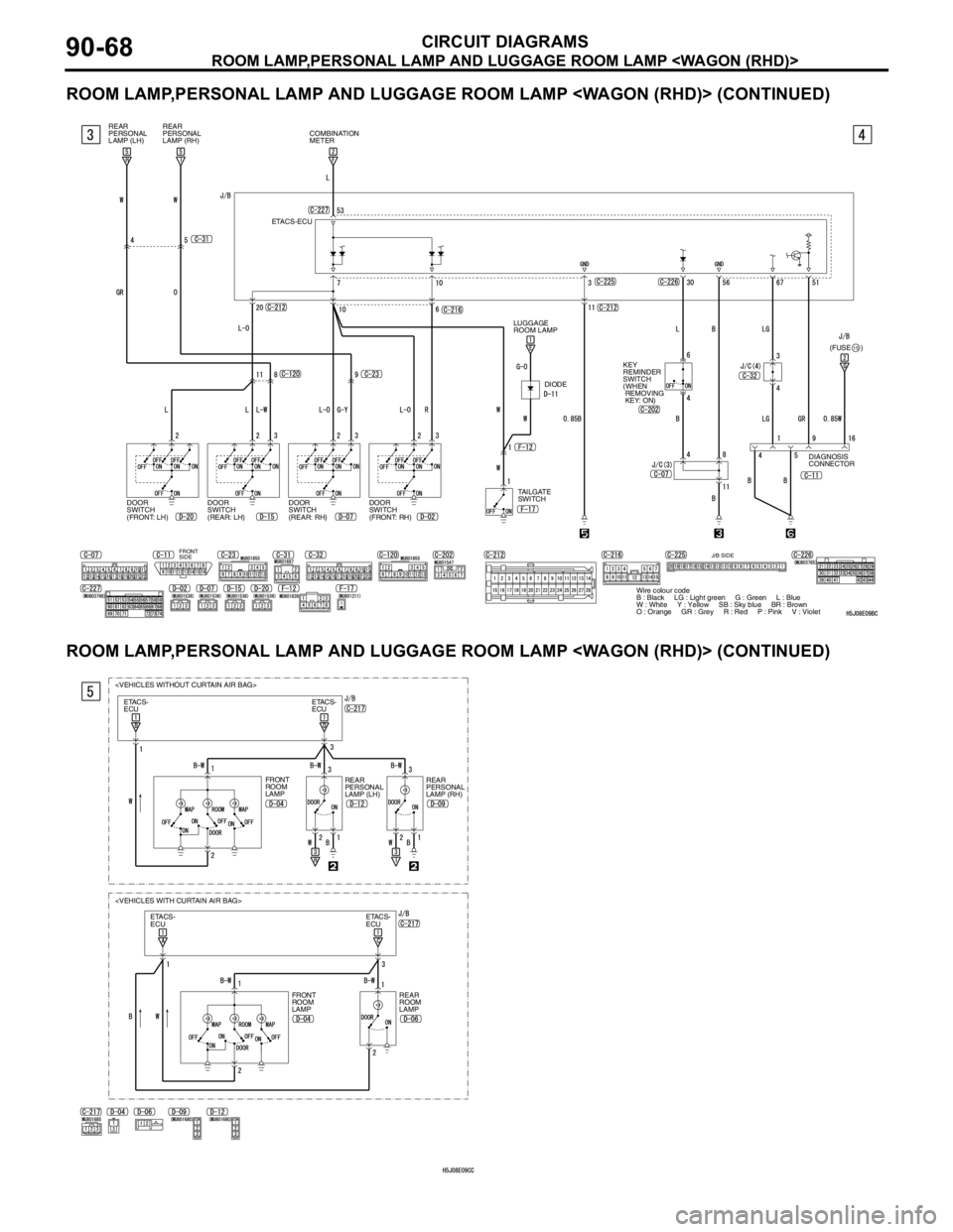 MITSUBISHI LANCER 2005 Owners Guide ROOM LAMP,PERSONAL LAMP AND LUGGAGE ROOM LAMP <WAGON (RHD)>
CIRCUIT DIAGRAMS90-68
ROOM LAMP,PERSONAL LAMP AND LUGGAGE ROOM LAMP <WAGON (RHD)> (CONTINUED)
ROOM LAMP,PERSONAL LAMP AND LUGGAGE ROOM LAMP MITSUBISHI LANCER 2005 Owners Guide ROOM LAMP,PERSONAL LAMP AND LUGGAGE ROOM LAMP <WAGON (RHD)>
CIRCUIT DIAGRAMS90-68
ROOM LAMP,PERSONAL LAMP AND LUGGAGE ROOM LAMP <WAGON (RHD)> (CONTINUED)
ROOM LAMP,PERSONAL LAMP AND LUGGAGE ROOM LAMP