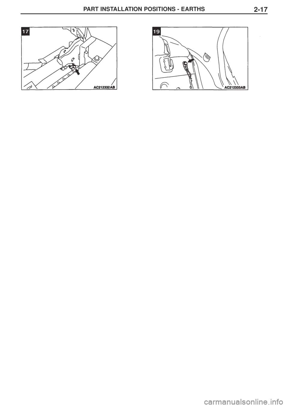MITSUBISHI LANCER EVOLUTION IX 2005  Workshop Manual PART INSTALLATION POSITIONS - EARTHS2-17 
