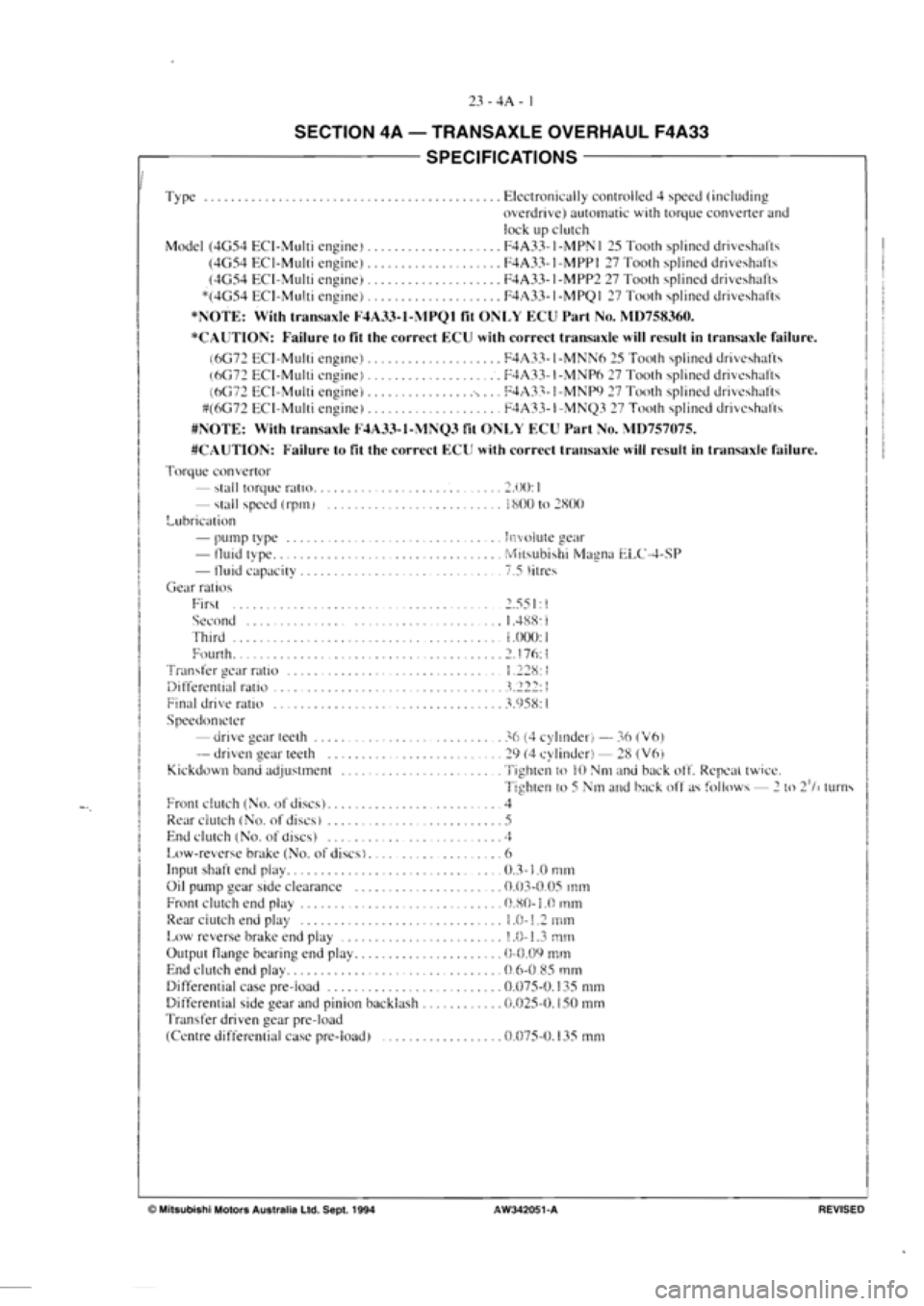 MITSUBISHI MAGNA 2005  Workshop Manual 