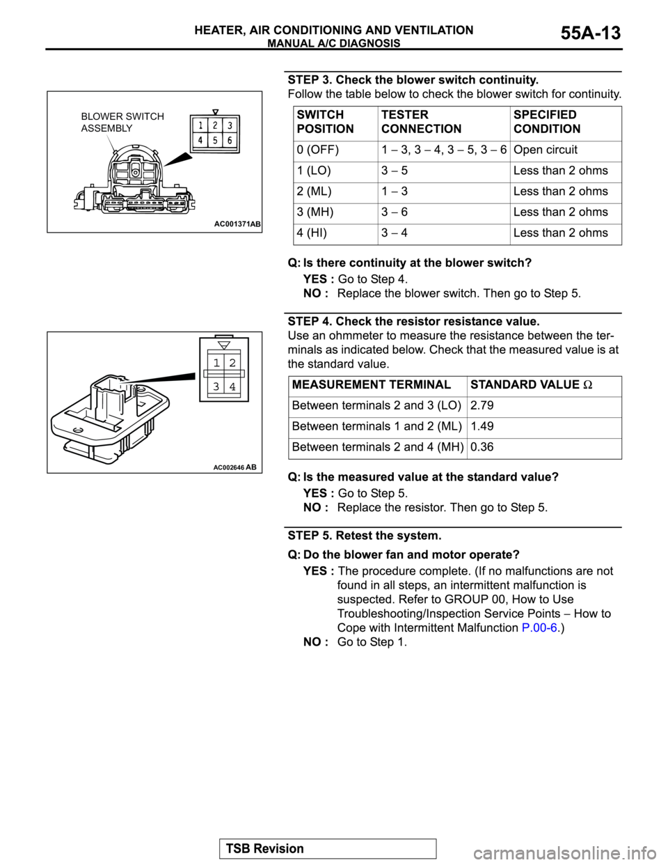 MITSUBISHI MONTERO 2003 Service Repair Manual AC001371
BLOWER SWITCH
ASSEMBLY
AB
AC002646AB MITSUBISHI MONTERO 2003 Service Repair Manual AC001371
BLOWER SWITCH
ASSEMBLY
AB
AC002646AB