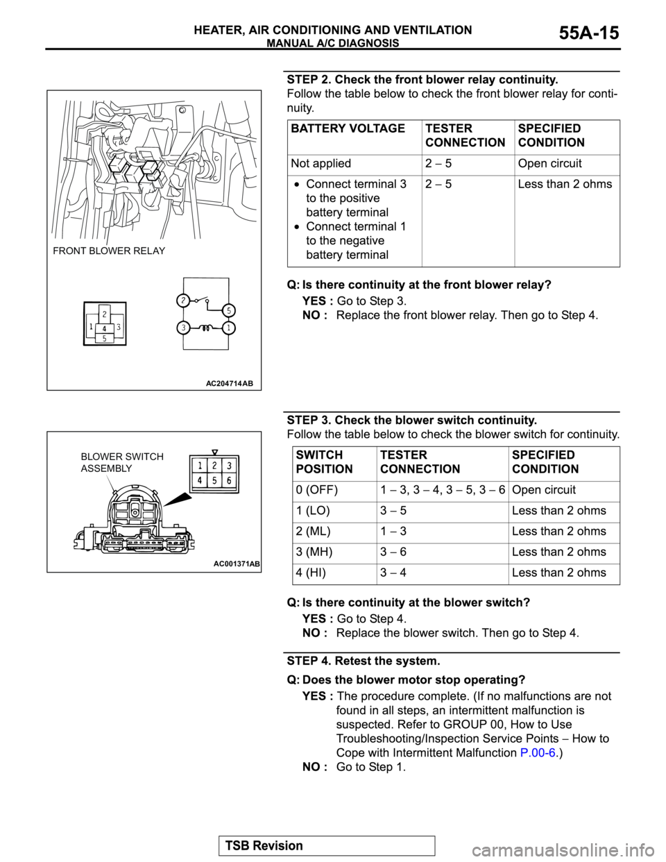 MITSUBISHI MONTERO 2003 Service Repair Manual AC204714AB
FRONT BLOWER RELAY
AC001371
BLOWER SWITCH
ASSEMBLY
AB MITSUBISHI MONTERO 2003 Service Repair Manual AC204714AB
FRONT BLOWER RELAY
AC001371
BLOWER SWITCH
ASSEMBLY
AB