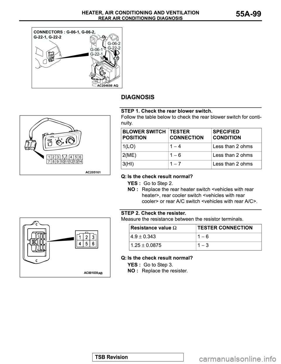 MITSUBISHI MONTERO 2003  Service Repair Manual AC204698AQ
G-06-1
G-22-1
G-06-2
G-22-2
CONNECTORS : G-06-1, G-06-2, 
G-22-1, G-22-2
AC205161
1
72
810
115
136
14
124
93
AC001039
AB 
