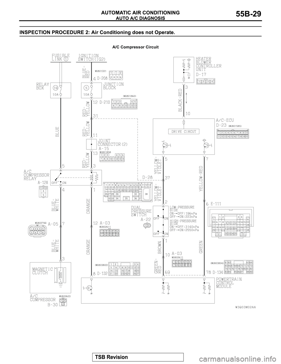 MITSUBISHI MONTERO 2003 Service Repair Manual A/C Compressor Circuit MITSUBISHI MONTERO 2003 Service Repair Manual A/C Compressor Circuit
