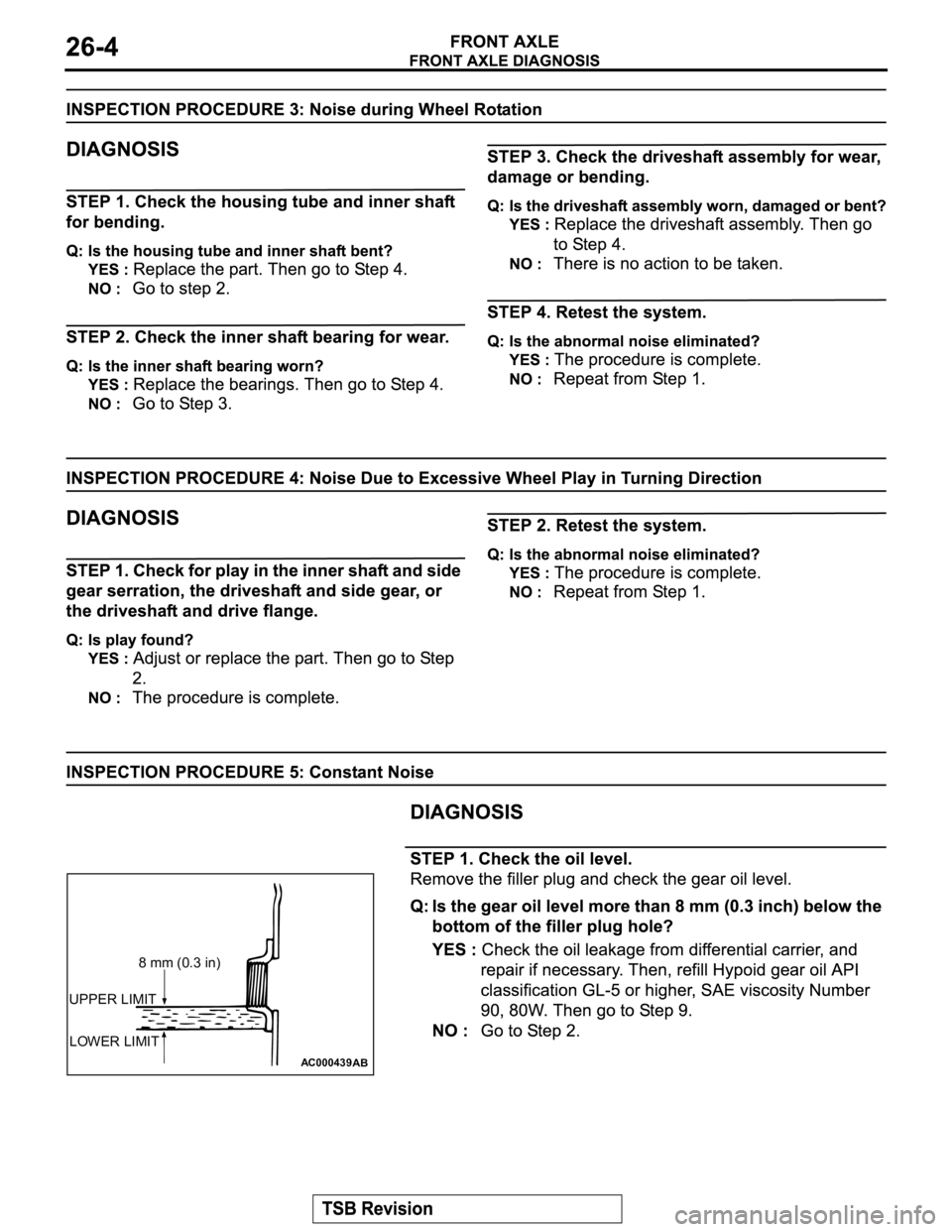 MITSUBISHI MONTERO 2003 Service Repair Manual AC000439
UPPER LIMIT
LOWER LIMIT
AB
8 mm (0.3 in) MITSUBISHI MONTERO 2003 Service Repair Manual AC000439
UPPER LIMIT
LOWER LIMIT
AB
8 mm (0.3 in)