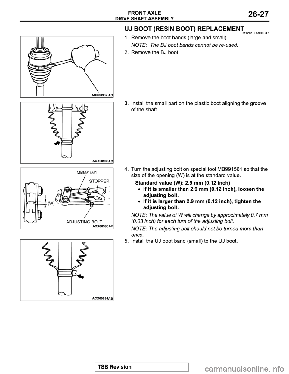 MITSUBISHI MONTERO 2003 Service Repair Manual ACX00982
AB
ACX00983
AB
ACX00993AB
STOPPER
ADJUSTING BOLT (W)MB991561
ACX00994
AB MITSUBISHI MONTERO 2003 Service Repair Manual ACX00982
AB
ACX00983
AB
ACX00993AB
STOPPER
ADJUSTING BOLT (W)MB991561
ACX00994
AB