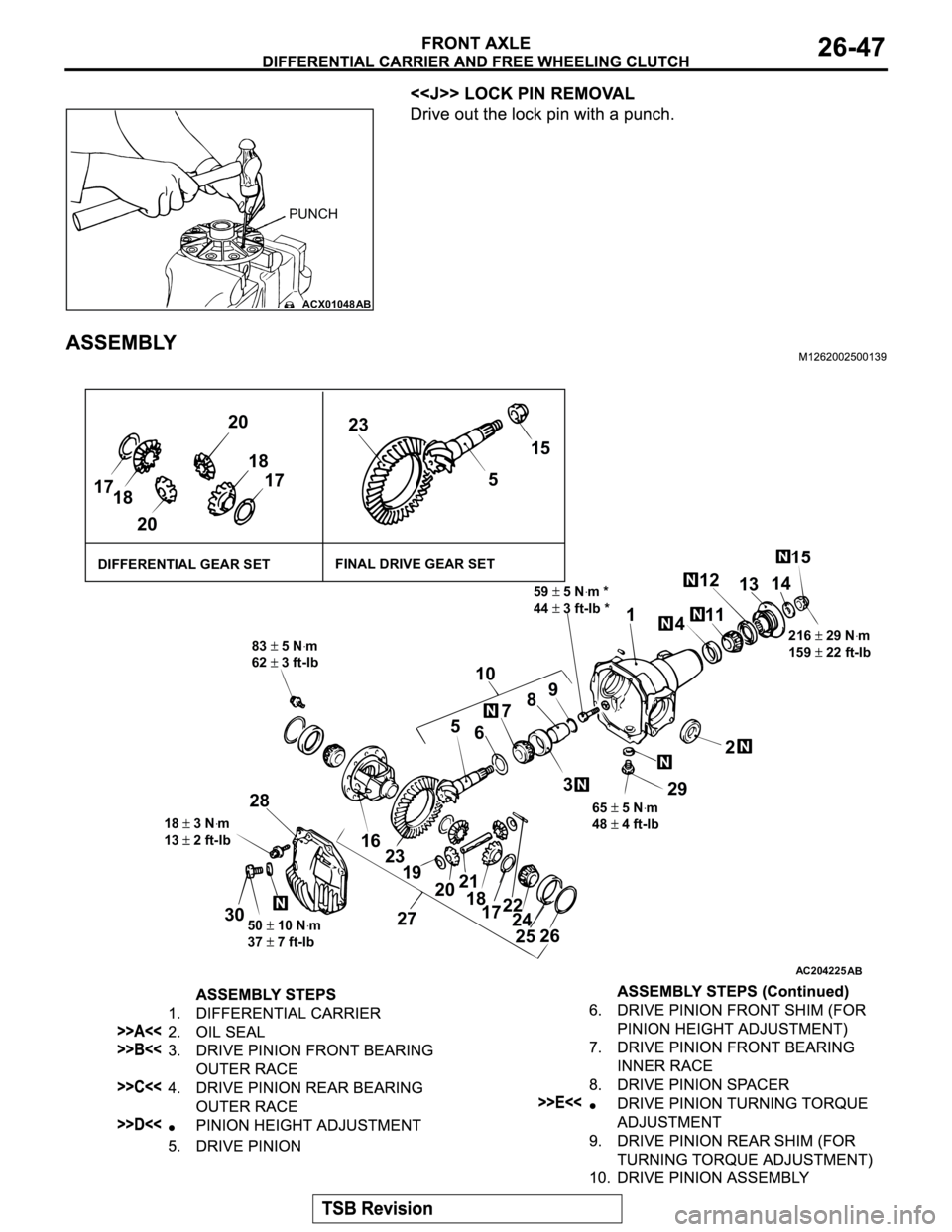 MITSUBISHI MONTERO 2003  Service Repair Manual ACX01048AB
PUNCH
AC204225
AB
83 5 Nꞏm
62 
3 ft-lb
18 
3 Nꞏm
13 
2 ft-lb
50 
10 Nꞏm
37 
7 ft-lb216 
29 Nꞏm
159 
22 ft-lb
65 
5 Nꞏm
48 
4 ft-lb 59 
5 Nꞏm *
44 
3 ft-lb *
28
30
27 16
23
19
20