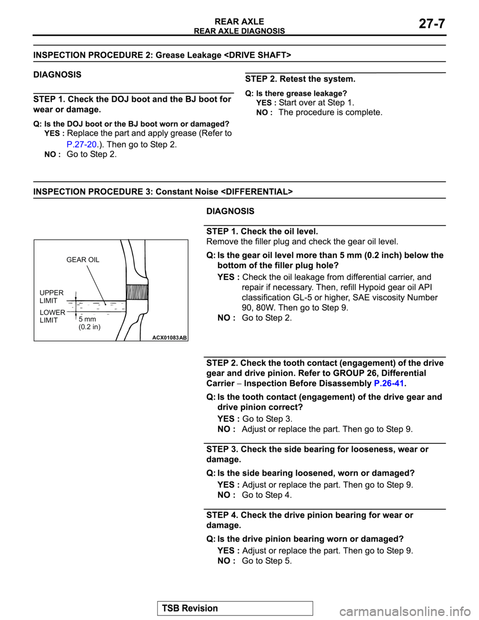 MITSUBISHI MONTERO 2003 Service Repair Manual ACX01083
AB
GEAR OIL
UPPER
LIMIT
LOWER
LIMIT5 mm
(0.2 in) MITSUBISHI MONTERO 2003 Service Repair Manual ACX01083
AB
GEAR OIL
UPPER
LIMIT
LOWER
LIMIT5 mm
(0.2 in)