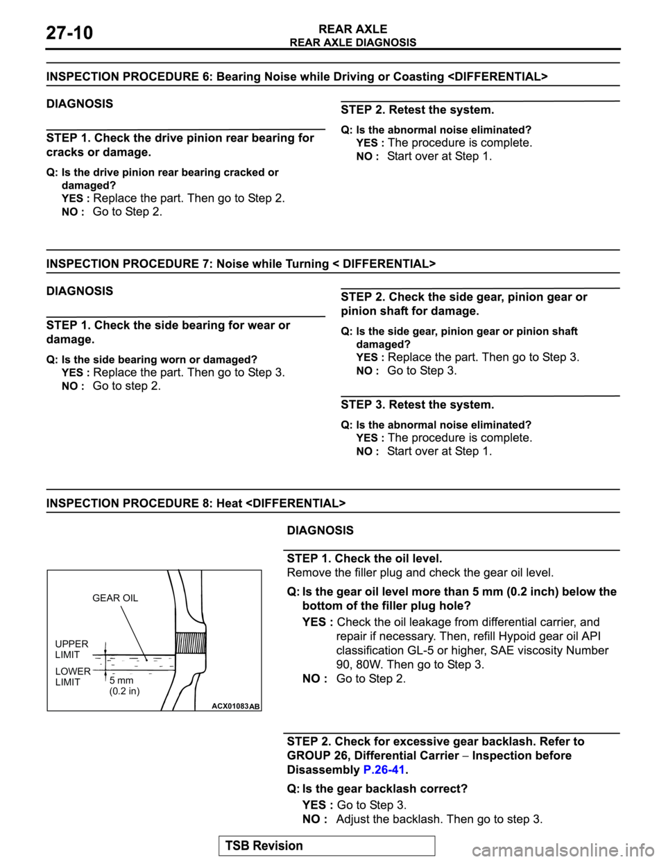 MITSUBISHI MONTERO 2003 Service Repair Manual ACX01083
AB
GEAR OIL
UPPER
LIMIT
LOWER
LIMIT5 mm
(0.2 in) MITSUBISHI MONTERO 2003 Service Repair Manual ACX01083
AB
GEAR OIL
UPPER
LIMIT
LOWER
LIMIT5 mm
(0.2 in)