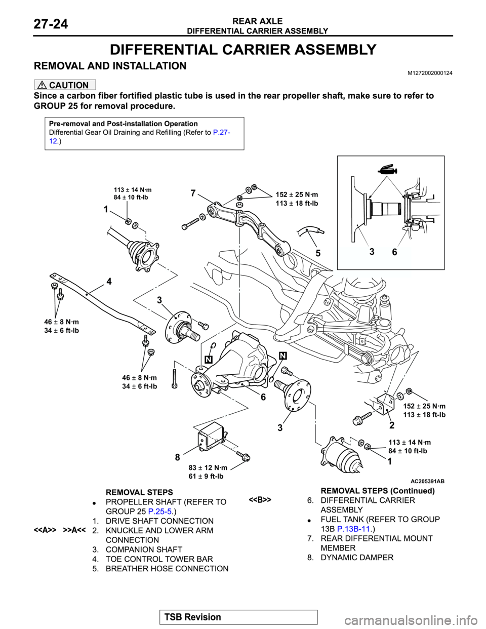 MITSUBISHI MONTERO 2003 Service Repair Manual CAUTION
AC205391AB
152 ±25 Nꞏm
113
±18 ft-lb1
4
6 7
3
12 3
6
5
8 3
113 ±14 Nꞏm
84 ±10 ft-lb
113 ±14 Nꞏm
84
±10 ft-lb 152
±25 Nꞏm
113
±18 ft-lb
83
±12 Nꞏm
61
±9 ft-lb 46
±8 MITSUBISHI MONTERO 2003 Service Repair Manual CAUTION
AC205391AB
152 ±25 Nꞏm
113
±18 ft-lb1
4
6 7
3
12 3
6
5
8 3
113 ±14 Nꞏm
84 ±10 ft-lb
113 ±14 Nꞏm
84
±10 ft-lb 152
±25 Nꞏm
113
±18 ft-lb
83
±12 Nꞏm
61
±9 ft-lb 46
±8