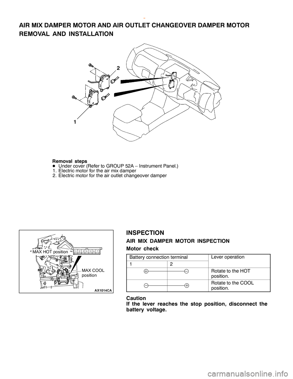 MITSUBISHI MONTERO 2000 Service Repair Manual L
eve r opera tio n 1 2
R
ota te to th e HO T
p osit io n. R
ota te to th e CO OL
p osit io n. M
AX HO T posit io n
w
ww.W ork sh opM an uals .c o .u k
P urc h ased f r o m w ww.W ork sh opM an uals MITSUBISHI MONTERO 2000 Service Repair Manual L
eve r opera tio n 1 2
R
ota te to th e HO T
p osit io n. R
ota te to th e CO OL
p osit io n. M
AX HO T posit io n
w
ww.W ork sh opM an uals .c o .u k
P urc h ased f r o m w ww.W ork sh opM an uals