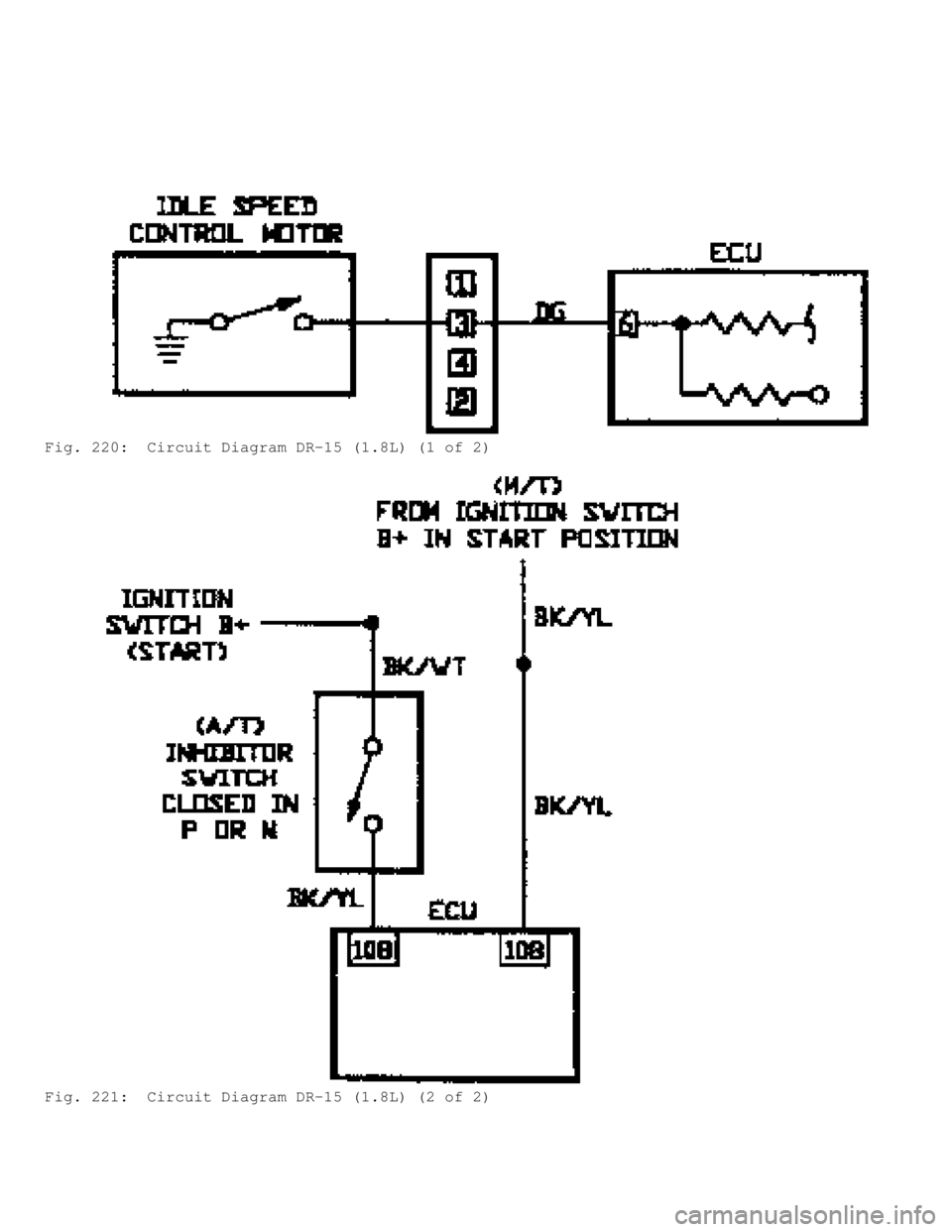 MITSUBISHI MONTERO 1991 Service Manual Fig. 220: Circuit Diagram DR-15 (1.8L) (1 of 2)
Fig. 221: Circuit Diagram DR-15 (1.8L) (2 of 2) MITSUBISHI MONTERO 1991 Service Manual Fig. 220: Circuit Diagram DR-15 (1.8L) (1 of 2)
Fig. 221: Circuit Diagram DR-15 (1.8L) (2 of 2)