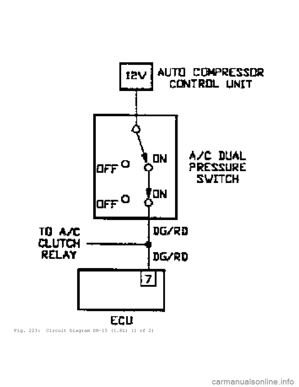 MITSUBISHI MONTERO 1991 Service Manual Fig. 223: Circuit Diagram DR-15 (1.8L) (1 of 2) MITSUBISHI MONTERO 1991 Service Manual Fig. 223: Circuit Diagram DR-15 (1.8L) (1 of 2)