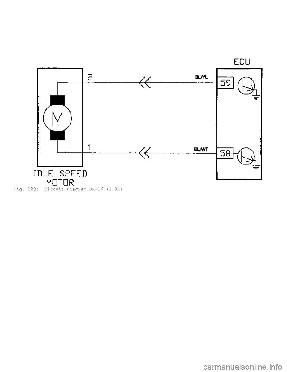 MITSUBISHI MONTERO 1991 Service Manual Fig. 228: Circuit Diagram DR-16 (1.8L) MITSUBISHI MONTERO 1991 Service Manual Fig. 228: Circuit Diagram DR-16 (1.8L)