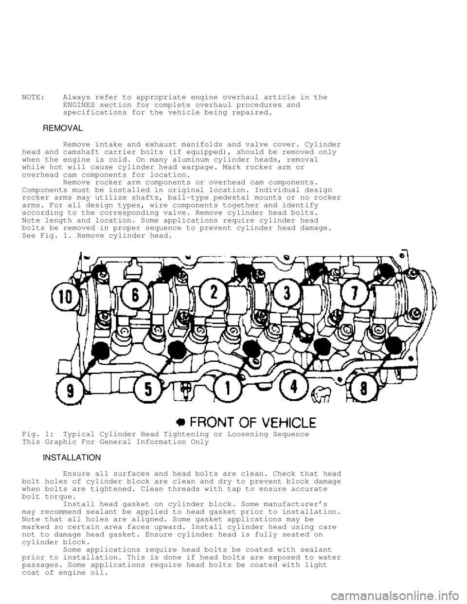 MITSUBISHI MONTERO 1991 User Guide NOTE:    Always refer to appropriate engine overhaul article in the
         ENGINES section for complete overhaul procedures and
         specifications for the vehicle being repaired.
         REMOV